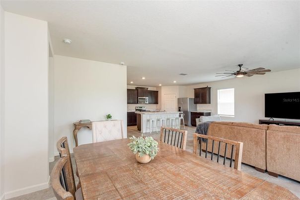 Dining room, Interior, Kitchen, Living room, Recessed Lighting, Stainless Steel Appliances