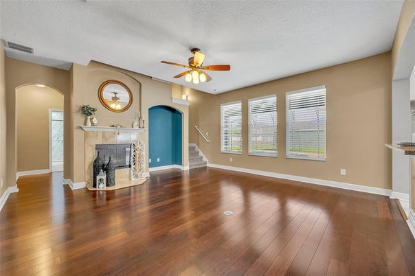 Empty room, Fireplace, Interior, Wood Texture Flooring