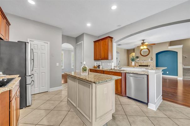Interior, Kitchen, Recessed Lighting, Wood Texture Flooring