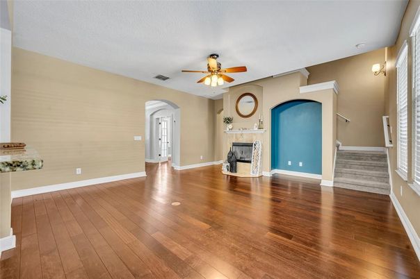 Empty room, Fireplace, Interior, Wood Texture Flooring