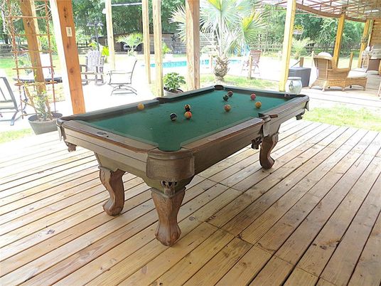 Billiard Table, Game Room, Interior, Wood Texture Flooring