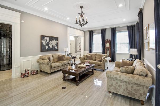 Chandelier, Interior, Living room, Recessed Lighting