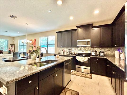 Interior, Kitchen, Pendant Lights, Recessed Lighting, Stainless Steel Appliances