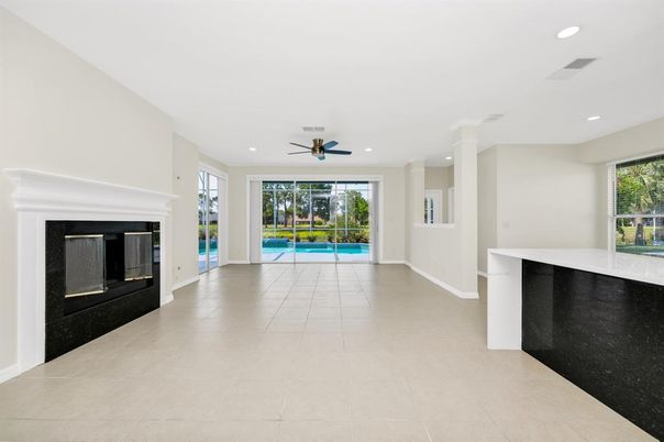 Empty room, Fireplace, Interior, Recessed Lighting