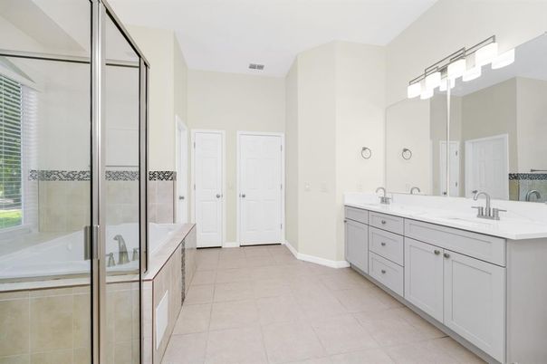 Bathroom, Dual Sink Vanities, Glass Shower, Interior