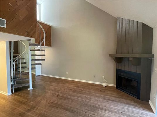 Empty room, Fireplace, Interior, Wood Texture Flooring, Wooden Walls