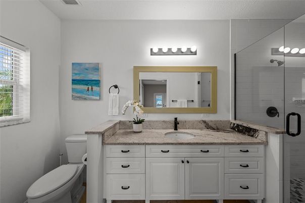 Bathroom, Dual Sink Vanities, Glass Shower, Interior