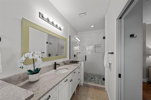 Bathroom, Dual Sink Vanities, Glass Shower, Interior, Recessed Lighting
