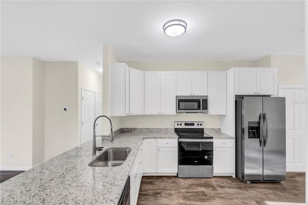 Interior, Kitchen, Stainless Steel Appliances, Wood Texture Flooring