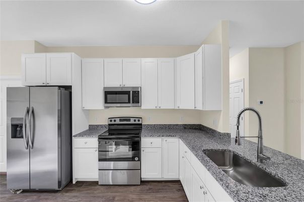 Interior, Kitchen, Stainless Steel Appliances, Wood Texture Flooring
