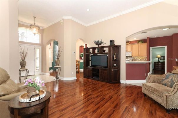 Interior, Kitchen, Living room, Pendant Lights, Recessed Lighting, Wood Texture Flooring