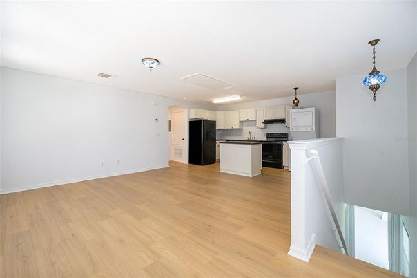 Interior, Kitchen, Pendant Lights, Stainless Steel Appliances, Wood Texture Flooring