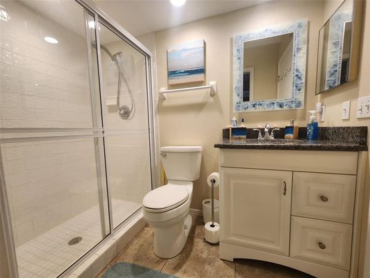 Bathroom, Glass Shower, Interior, Recessed Lighting