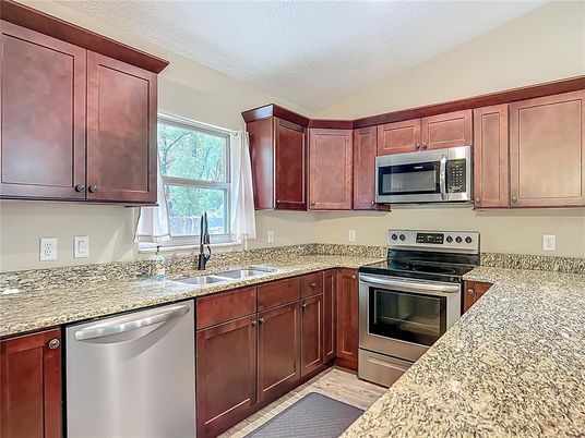 Interior, Kitchen, Stainless Steel Appliances, Wood Texture Flooring