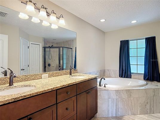 Bathroom, Dual Sink Vanities, Glass Shower, Interior, Recessed Lighting