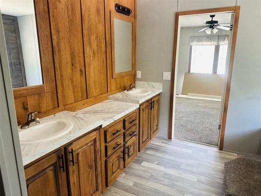 Bathroom, Dual Sink Vanities, Interior, Wood Texture Flooring