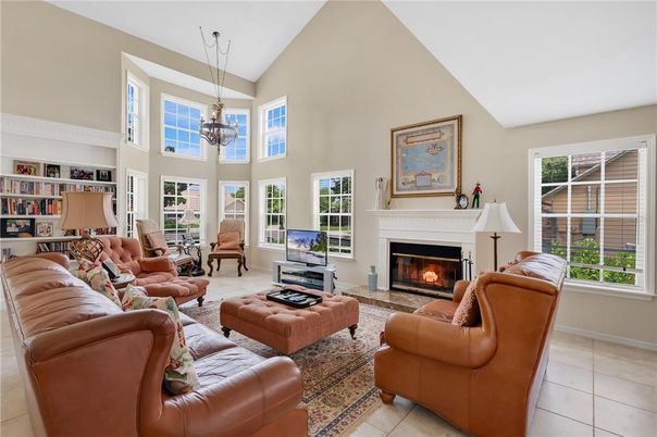 Fireplace, Interior, Living room, Pendant Lights