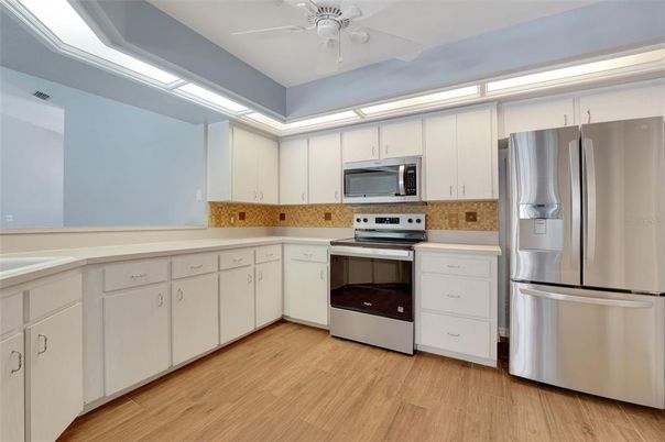 Interior, Kitchen, Stainless Steel Appliances, Wood Texture Flooring