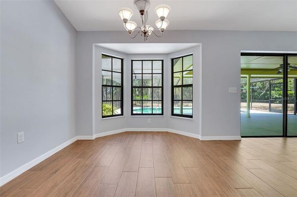 Chandelier, Empty room, Interior, Wood Texture Flooring