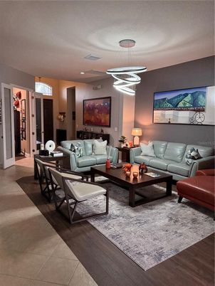 Dining room, Interior, Living room, Pendant Lights, Wood Texture Flooring