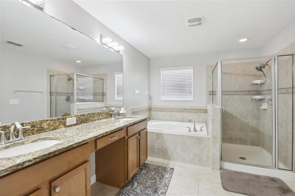 Bathroom, Dual Sink Vanities, Glass Shower, Interior, Recessed Lighting