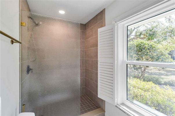 Bathroom, Glass Shower, Interior, Recessed Lighting