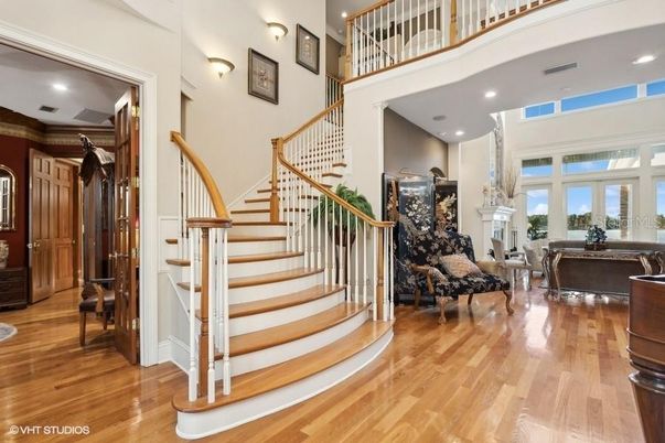 Fireplace, Interior, Recessed Lighting, Wood Texture Flooring