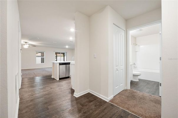 Bathroom, Interior, Recessed Lighting, Wood Texture Flooring