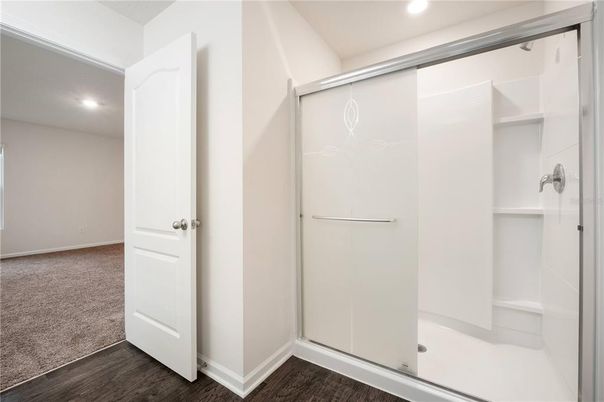 Bathroom, Interior, Recessed Lighting, Wood Texture Flooring