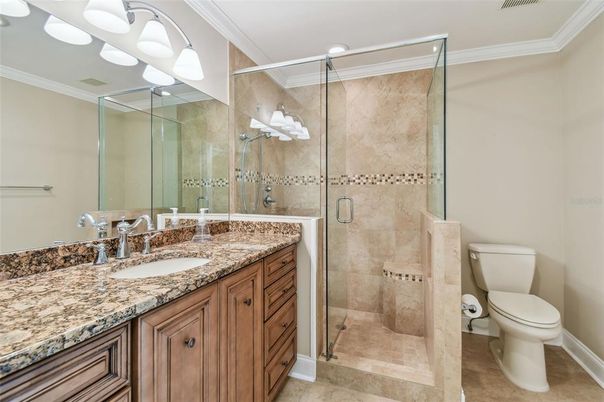 Bathroom, Dual Sink Vanities, Glass Shower, Interior, Recessed Lighting