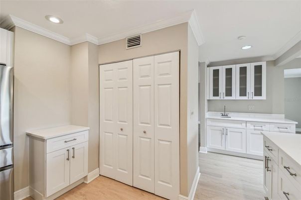 Interior, Kitchen, Recessed Lighting, Wood Texture Flooring