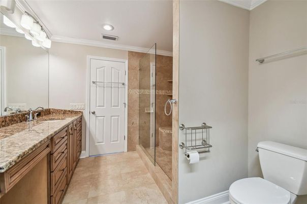 Bathroom, Glass Shower, Interior, Recessed Lighting