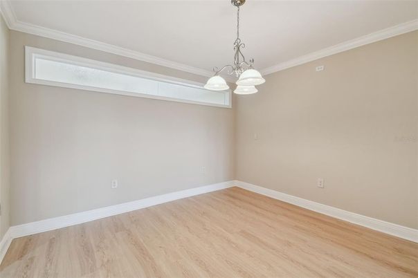 Chandelier, Empty room, Interior, Pendant Lights, Wood Texture Flooring