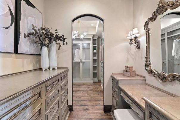 Chandelier, Interior, Recessed Lighting, Walk-in Closets, Wood Texture Flooring
