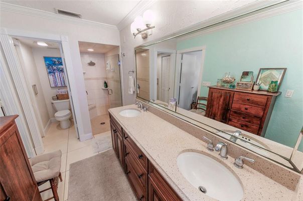 Bathroom, Dual Sink Vanities, Glass Shower, Interior, Recessed Lighting