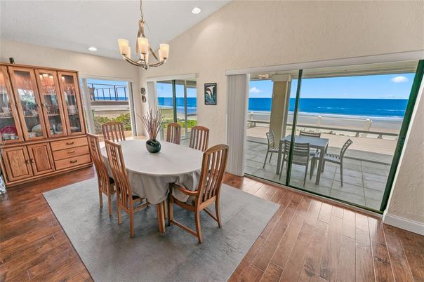 Chandelier, Dining room, Interior, Recessed Lighting, Water, Wood Texture Flooring