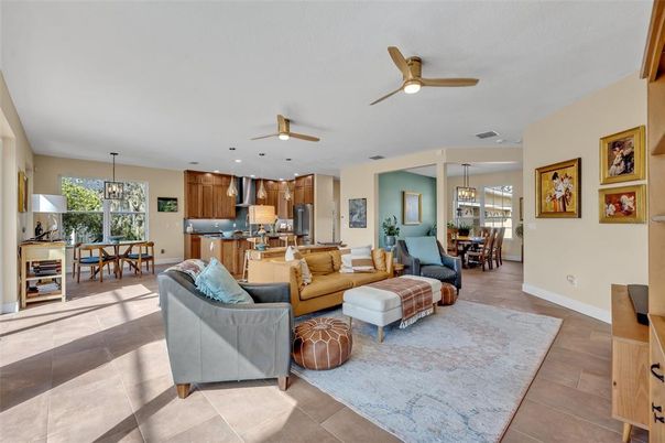 Dining room, Interior, Kitchen, Living room, Pendant Lights, Recessed Lighting, Stainless Steel Appliances