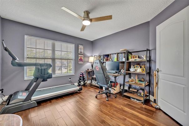 Fitness Equipment, Home Office, Interior, Wood Texture Flooring