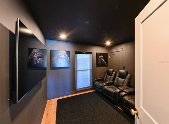 Home Theatre Room, Interior, Recessed Lighting, Theatre Room, Wood Texture Flooring