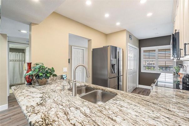 Interior, Kitchen, Recessed Lighting, Wood Texture Flooring