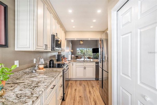Interior, Kitchen, Recessed Lighting, Wood Texture Flooring