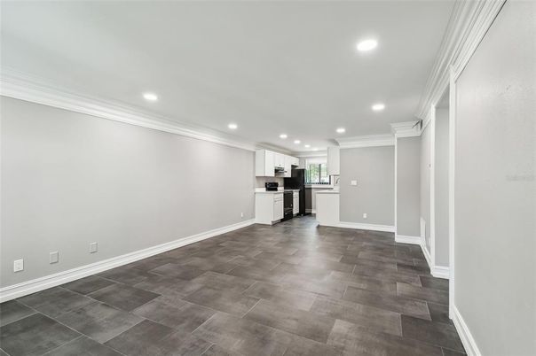 Empty room, Interior, Kitchen, Recessed Lighting