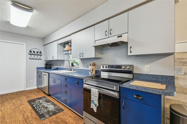 Interior, Kitchen, Stainless Steel Appliances, Wood Texture Flooring