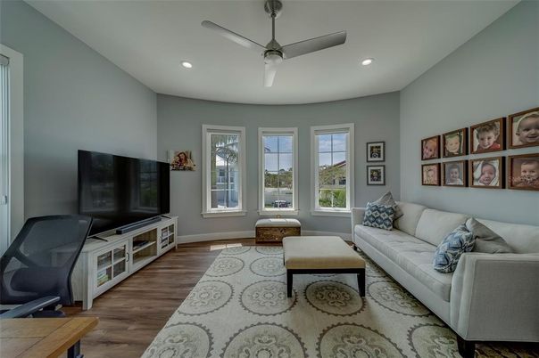 Interior, Living room, Recessed Lighting, Wood Texture Flooring