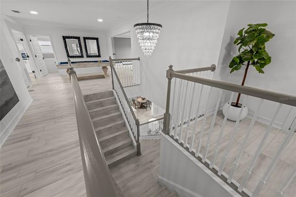 Chandelier, Interior, Recessed Lighting, Wood Texture Flooring