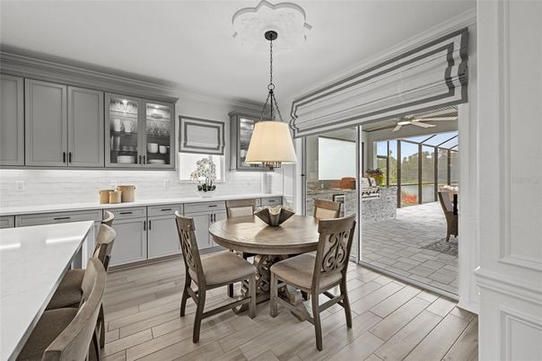 Dining room, Interior, Kitchen, Pendant Lights, Wood Texture Flooring