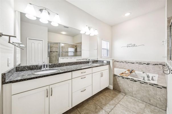 Bathroom, Dual Sink Vanities, Glass Shower, Interior, Recessed Lighting