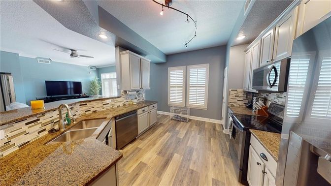 Interior, Kitchen, Recessed Lighting, Wood Texture Flooring