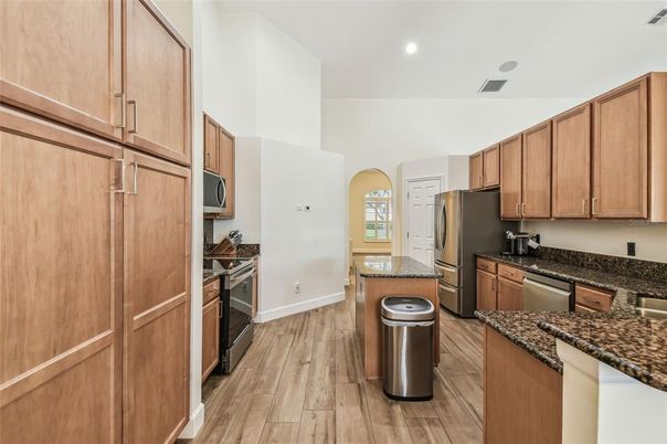 Interior, Kitchen, Recessed Lighting, Wood Texture Flooring