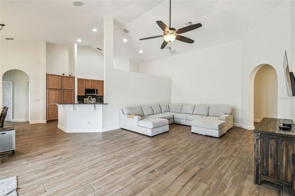 Interior, Kitchen, Recessed Lighting, Wood Texture Flooring